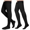 2 Pairs Compression Stockings for Women & Men, Thigh High Length 15-20mmHg Graduated Compression Socks for Nursing Sports Varicose Veins, Dot Top, Closed Toe, Black,S view 1