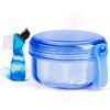 Mckkor Leak Proof Portable Denture Bath Case Denture Cleaning Cup, False Teeth Holder Mouthguard Night Guard Container Box Retainer Soaking Case for Travel, Household, Office - Transparent Blue view 1