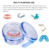 Mckkor Leak Proof Portable Denture Bath Case Denture Cleaning Cup, False Teeth Holder Mouthguard Night Guard Container Box Retainer Soaking Case for Travel, Household, Office - Transparent Blue view 2