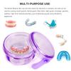 Leak Proof Purple Denture Cups for Soaking Dentures, Partial Denture Bath Case Travel Retainer Cleaning Container Case with Brush for Aligner, Denture, Mouth Guard view 2
