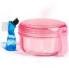 No Leak & Non-Slip Partial Denture Case Retainer Bath Box Cup, Denture Soaking Cup False Teeth Holder Box Case with Strainer Basket and Brush,Dishwasher safe - Transparent Pink view 1