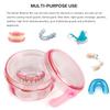 No Leak & Non-Slip Partial Denture Case Retainer Bath Box Cup, Denture Soaking Cup False Teeth Holder Box Case with Strainer Basket and Brush,Dishwasher safe - Transparent Pink view 2