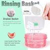 No Leak & Non-Slip Partial Denture Case Retainer Bath Box Cup, Denture Soaking Cup False Teeth Holder Box Case with Strainer Basket and Brush,Dishwasher safe - Transparent Pink view 4