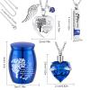 Cremation Urn Necklace for Ashes Set of 6- Small Cremation Urns for Human/Pet Keepsake Sharing Urns Memorial Ashes Holder-A Limb has Fallen from The Family Tree (6Pcs-Blue) view 2