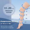 2 Pairs Compression Stockings for Women & Men, Thigh High Length 15-20mmHg Graduated Compression Socks for Nursing Sports Varicose Veins, Dot Top, Open Toe, Beige,S view 3