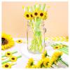 20Pcs Flower Paper Straws,Summer Garden Party Straws,Green Yellow Flora Straws,Party Drinking Straw for Wedding Birthday Party Decoration Supplies view 2