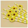20Pcs Flower Paper Straws,Summer Garden Party Straws,Green Yellow Flora Straws,Party Drinking Straw for Wedding Birthday Party Decoration Supplies view 3