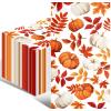 100 Pack Fall Thanksgiving Paper Napkins - Disposable Pumpkin and Autumn Maple Leaves Pattern Serviettes Tableware Luncheon Cocktail Napkin Party Supplies for Holiday Dinner Decorations view 1