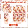 100 Pack Fall Thanksgiving Paper Napkins - Disposable Pumpkin and Autumn Maple Leaves Pattern Serviettes Tableware Luncheon Cocktail Napkin Party Supplies for Holiday Dinner Decorations view 2