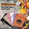 Jexila 24 Pack Halloween Burlap Gift Bags Small Drawstring Goodie Treat Bag Halloween Linen Jute Candy Bags for Kids Trick or Treat Party Favor view 2