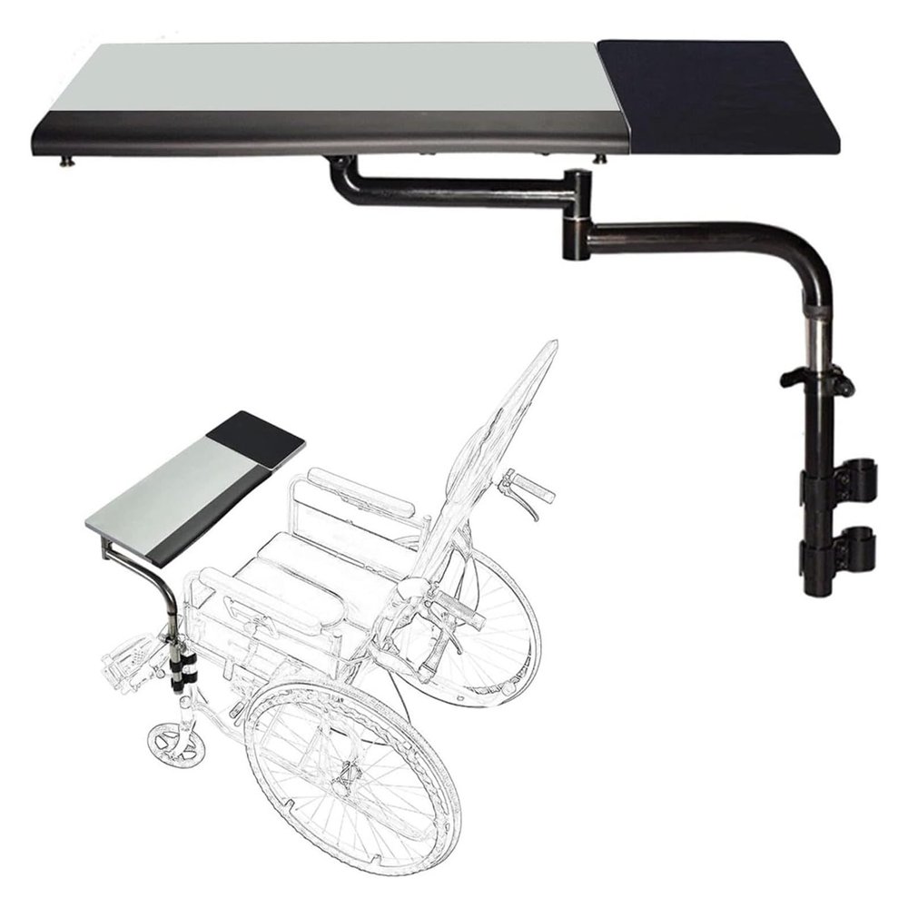 OneGrifN Wheelchair Lap TrayWheelchair Tray Wheelchair Tray Table with Lifting Rotating and Folding Functions, Detachable Wheelchair Holder Universal Tray for Working Reading