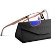 ANYLUV Blue Light Glasses Men, Relieve Eyestrain and Eye Protection, Al-Mg Metal Computer Blue Light Blocking Glasses Clear Brown view 1