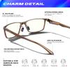 ANYLUV Blue Light Glasses Men, Relieve Eyestrain and Eye Protection, Al-Mg Metal Computer Blue Light Blocking Glasses Clear Brown view 3