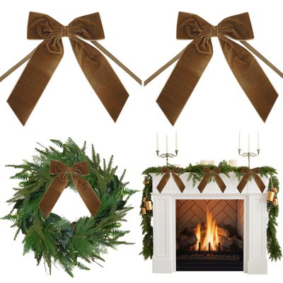 AIMUDI Brown Velvet Bows 7" Premade Velvet Bows Christmas Bows for Gift Wrapping, Holiday Crafts, Wreaths, Garlands, Staircase, Christmas Trees, Home Outdoor Decor Fall Christmas Decorations, 2 PCs