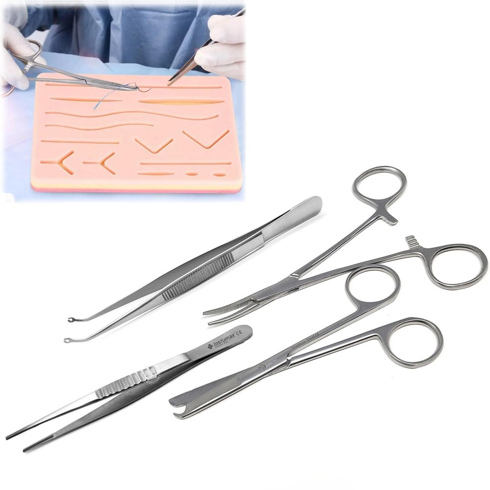 4Pcs Forgesy Surgical Forceps Complete Suturing Kit For Doctors Suture Spencer Scissors Twezers Training Set