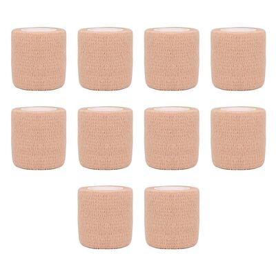 10pcs Beige Colorful Sport Self-Adhesive Elastic Bandage Wrap 4.5m Elastic Band for Knee Support Pad, Fingers Easy Install Easy to Use