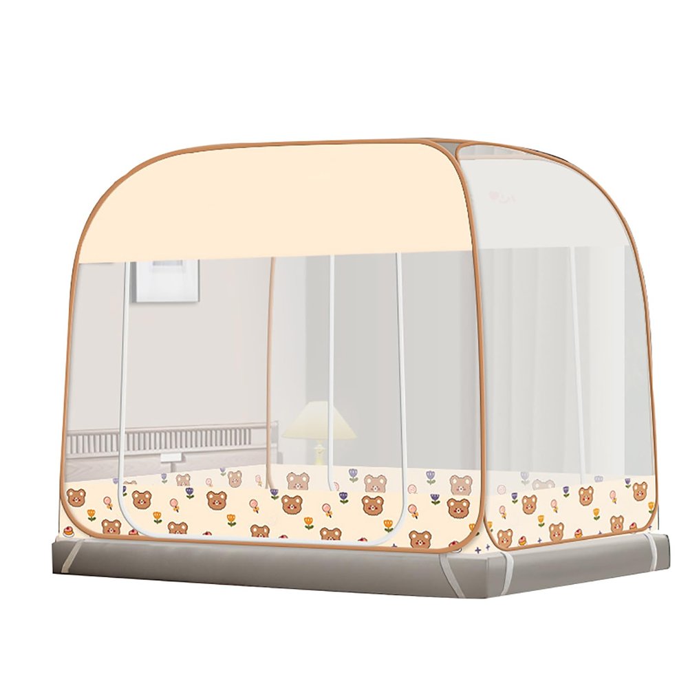 BISCALO Yurt Mosquito Net,Foldable Single Door Mosquito Camping Curtain,free Installation Large Space Encryption Mosquito Net,E,2 * 2M