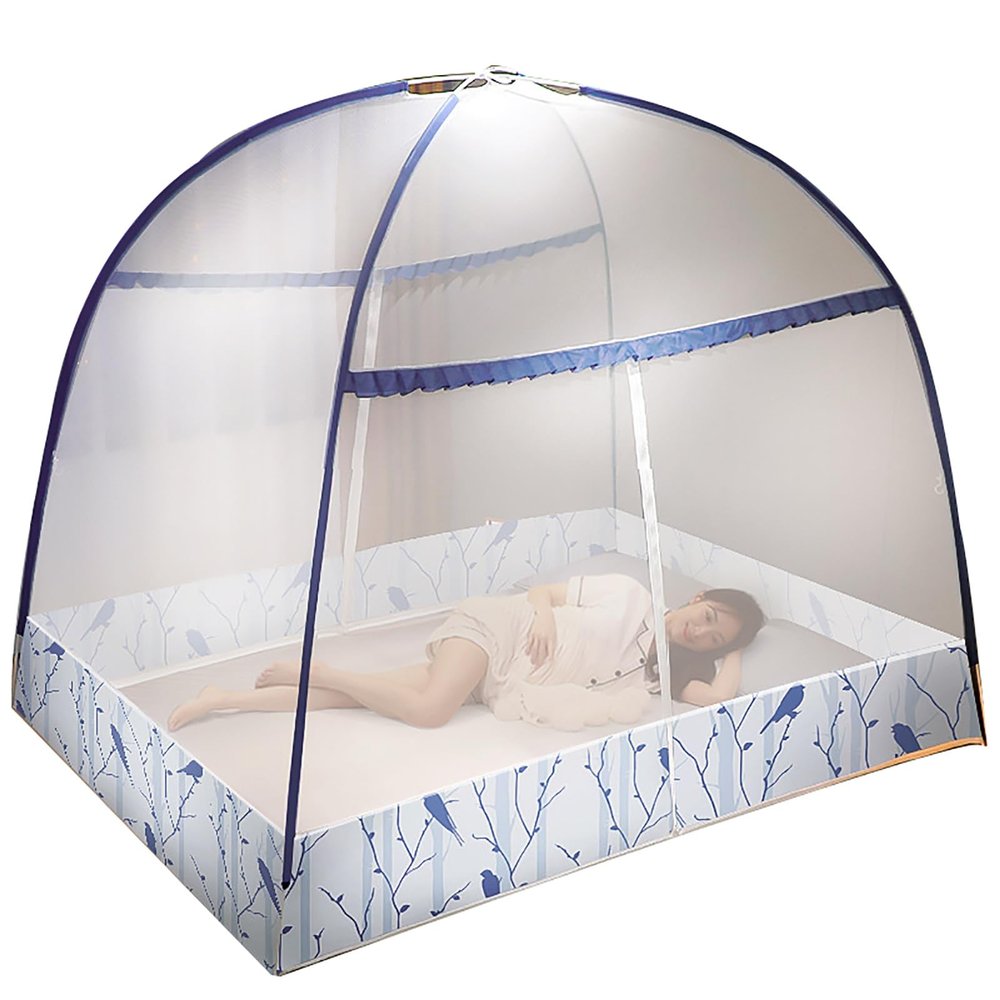 BISCALO Pop Up Mosquito Net, Portable Travel Mosquito Net Foldable Anti-Mosquito Net Camping Curtain with Bottom Anti Mosquito Bites,E,1M