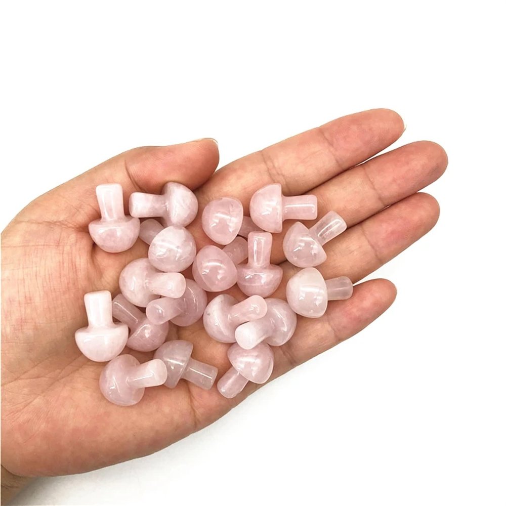 KatLin Natural Stone 1pc Mini Natural Lapis Lazuli Rhodonite Amethyst Mushroom Quartz Crystal Hand Polished Decoration Natural Quartz Crystal Gift(Pink Crystal,2PCS)