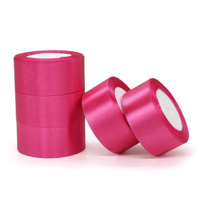 1-1/2 inch 125 Yard Satin Ribbon,Arts Crafts Sewing 25 Yard Each Roll Satin Ribbon for Flower Bouquet Ribbons for Christmas Tree DIY Decoration (Rose Red, 1-1/2 inch,Pack of 5)