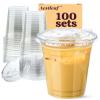 Aestleaf 100 Pack 16 oz Clear Plastic Cups with Lids, Disposable Plastic Iced Coffee Cups with Strawless Sip-Lids, To Go Coffee Cup for Smoothie, Milkshake, Cold Drinks view 1