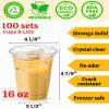 Aestleaf 100 Pack 16 oz Clear Plastic Cups with Lids, Disposable Plastic Iced Coffee Cups with Strawless Sip-Lids, To Go Coffee Cup for Smoothie, Milkshake, Cold Drinks view 4