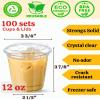 Aestleaf 100 Pack 12 oz Clear Plastic Cups with Lids, Disposable Plastic Iced Coffee Cups with Strawless Sip-Lids, To Go Coffee Cup for Smoothie, Milkshake, Cold Drinks view 4