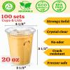 Aestleaf 100 Pack 20 oz Clear Plastic Cups with Lids, Disposable Plastic Iced Coffee Cups with Strawless Sip-Lids, To Go Coffee Cup for Smoothie, Milkshake, Cold Drinks view 4