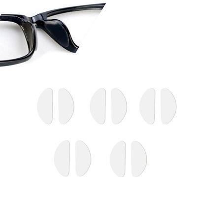 5 Pairs Glasses Support Nose Pad Glasses Nose Pad Soft Silicone Self-Adhesive Nose Pad Antiskid Nose Pad Suitable Sunglasses, Glasses, Children's Glasses (Transparent/1mm)