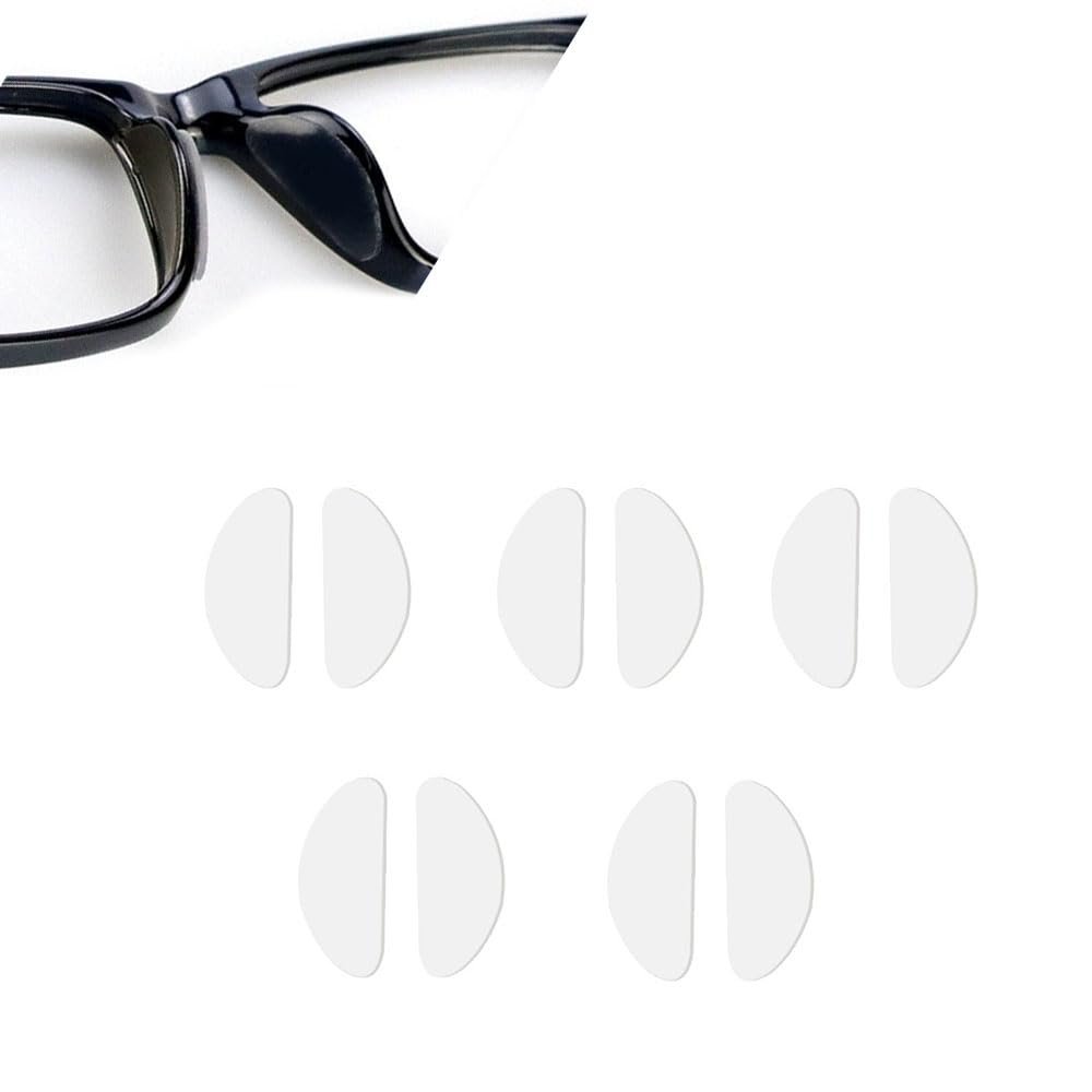 5 Pairs Glasses Support Nose Pad Glasses Nose Pad Soft Silicone Self-Adhesive Nose Pad Antiskid Nose Pad Suitable Sunglasses, Glasses, Children's Glasses (Transparent/1mm)