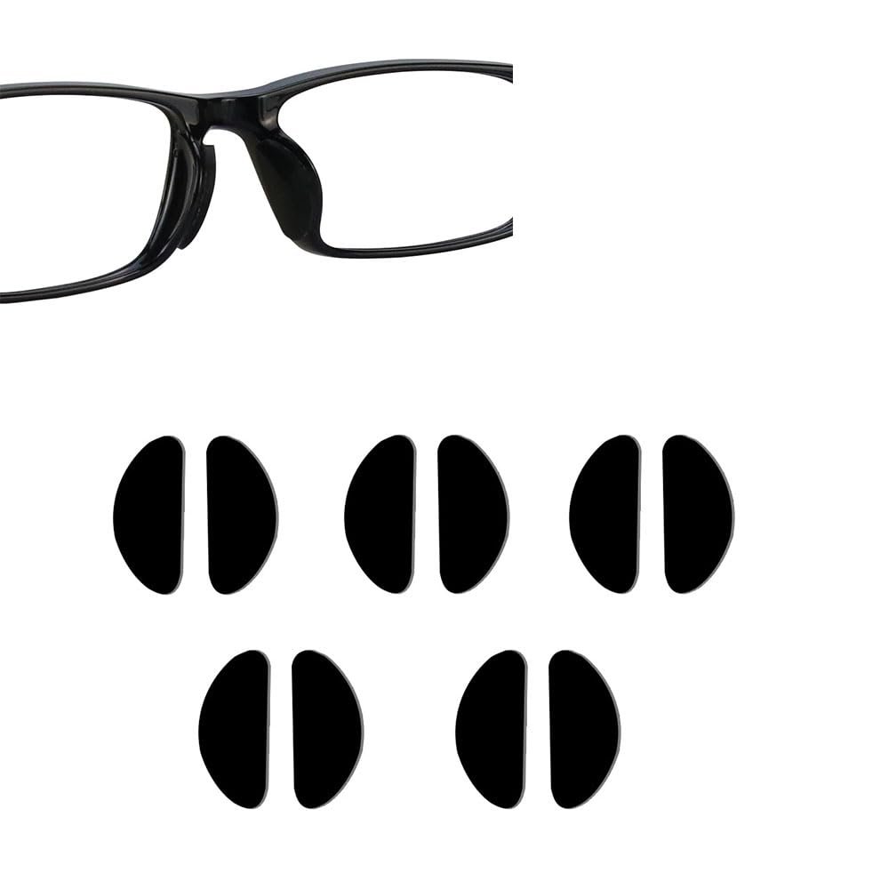 5 Pairs Glasses Support Nose Pad Glasses Nose Pad Soft Silicone Self-Adhesive Nose Pad Antiskid Nose Pad Suitable Sunglasses, Glasses, Children's Glasses (Black/1mm)
