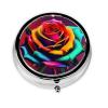 Metal Pill Box 2.0x2.0x0.7 in Mini Travel Medicine Pill Organizer Box for Purse Pocket Colorful Rose Printed view 1