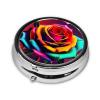 Metal Pill Box 2.0x2.0x0.7 in Mini Travel Medicine Pill Organizer Box for Purse Pocket Colorful Rose Printed view 2