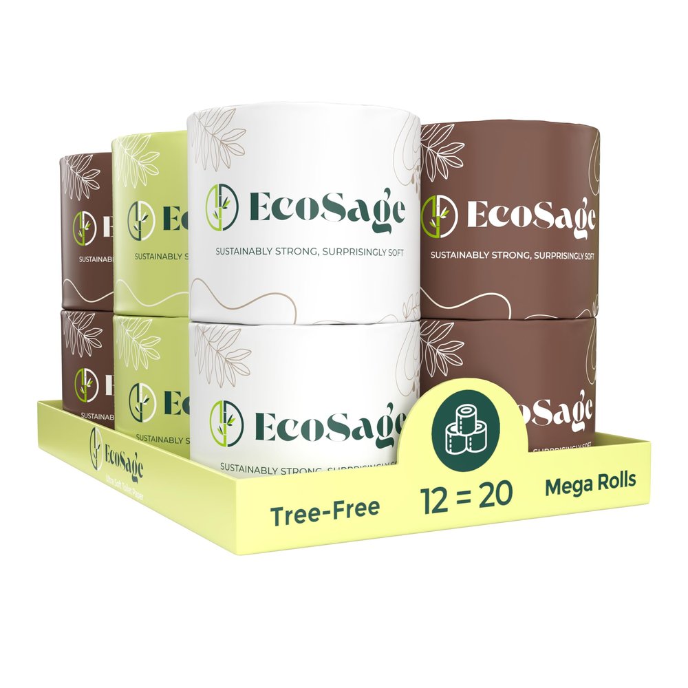 100% Bamboo Toilet Paper - 3 Ply 12 Mega Rolls (Equivalent to 20 Regular Rolls) | Highly Absorbent, Hypoallergenic, FSC-Certified | Eco-friendly,Sustainable, 360 Sheets per Roll, Eco-Conscious Choice