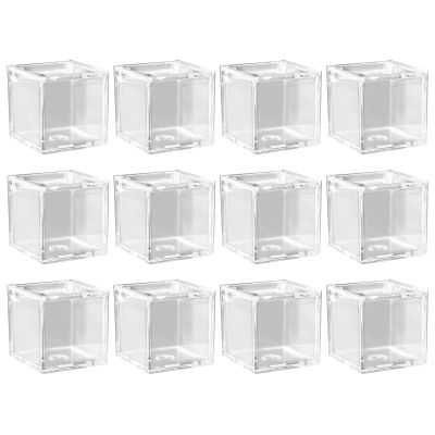 12 Pcs Acrylic Clear Box With Lid Square Cube Storage Box For Candy Jewelry Display