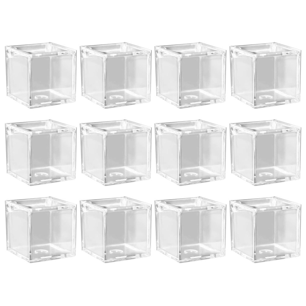 12 Pcs Acrylic Clear Box With Lid Square Cube Storage Box For Candy Jewelry Display