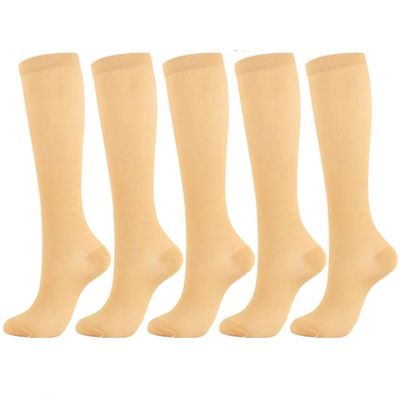 5Pairs Compression Socks for Women & Men Circulation 15-20 mmHg Support for Athletic Running Cycling,Knee High Compression Socks