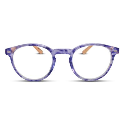 2SeeLife Small Round Bamboo Reading Glasses for Women NarrowMedium Fit, Durable & Sturdy Frame, Premium Readers, Purple, +1.25