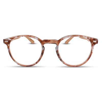 2SeeLife Small Round Bamboo Reading Glasses for Women NarrowMedium Fit, Durable & Sturdy Frame, Premium Readers, Brown Tortoise, +1.00