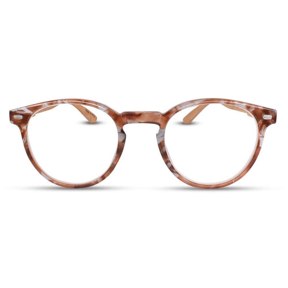 2SeeLife Small Round Bamboo Reading Glasses for Women  NarrowMedium Fit, Durable & Sturdy Frame, Premium Readers, Brown Tortoise, +1.00
