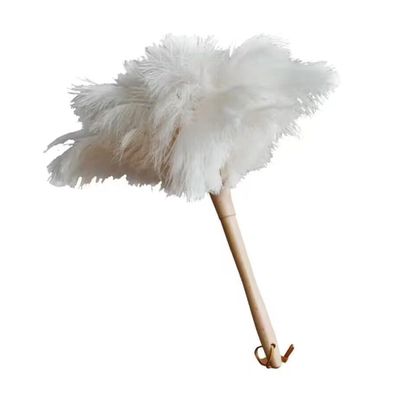 Monocitic Ostrich Feather Dusters, Naturally Soft, Easy to Dust, Multi-Purpose Use, Solid Wood Handle, 17.3'' Long, White