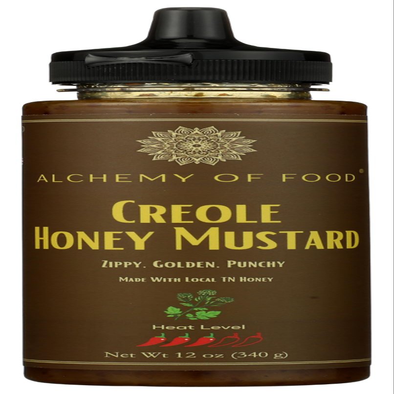 Alchemy of Food Creole Honey Mustard Sweet & Tangy Mustard with Local Tennessee Honey and Creole Spices Clean Label, All-Natural Condiment for Sandwiches, Meats, Salmon & More 12 oz