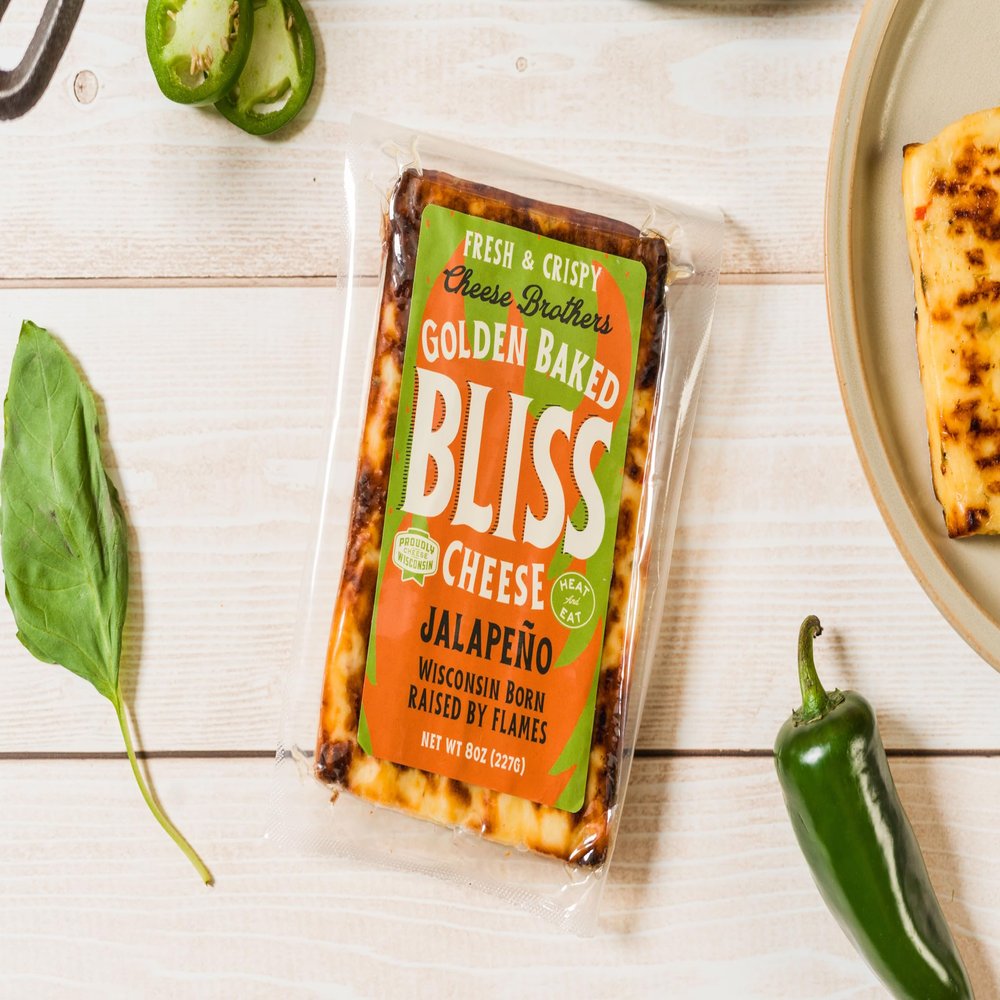 Cheese Bros. Jalapeno Baked Bliss Cheese | Made in Wisconsin | Heat & Eat | Fresh & Crispy | 4 Pack