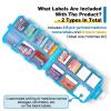 14 Grids Travel Pill Organizer Box with 415-Pcs Medicine Name Labels - Pocket Daily Pharmacy Case Container Kit - Travel Medication Holder Dispenser for Fish Oil Vitamin Supplement Storage - Blue view 3