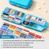 14 Grids Travel Pill Organizer Box with 415-Pcs Medicine Name Labels - Pocket Daily Pharmacy Case Container Kit - Travel Medication Holder Dispenser for Fish Oil Vitamin Supplement Storage - Blue view 4