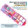 14 Grids Travel Pill Organizer Box with 415-Pcs Medicine Name Labels - Pocket Daily Pharmacy Case Container Kit - Travel Medication Holder Dispenser for Fish Oil Vitamin Supplement Storage -Clear Pink view 3