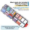 14 Grids Travel Pill Organizer Box with 415-Pcs Medicine Name Labels - Pocket Daily Pharmacy Case Container Kit - Travel Medication Holder Dispenser for Fish Oil Vitamin Supplement Storage -Clear Grey view 3