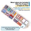 14 Grids Travel Pill Organizer Box with 415-Pcs Medicine Name Labels - Pocket Daily Pharmacy Case Container Kit - Travel Medication Holder Dispenser for Fish Oil Vitamin Supplement Storage - Khaki view 3
