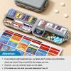 14 Grids Travel Pill Organizer Box with 415-Pcs Medicine Name Labels - Pocket Daily Pharmacy Case Container - Travel Medication Holder Dispenser Kit for Fish Oil Vitamin Supplement Storage - Grey view 4
