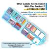 14 Grids Travel Pill Organizer Box with 415-Pcs Medicine Name Labels - Pocket Daily Pharmacy Case Container Kit - Travel Medication Holder Dispenser for Fish Oil Vitamin Supplement Storage - Sky Blue view 3